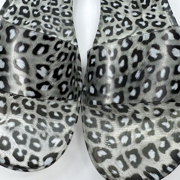 Anthropologie Matisse Clear Jelly Slides Animal Print Size 10 Beach Flip Flops - Picture 2 of 8